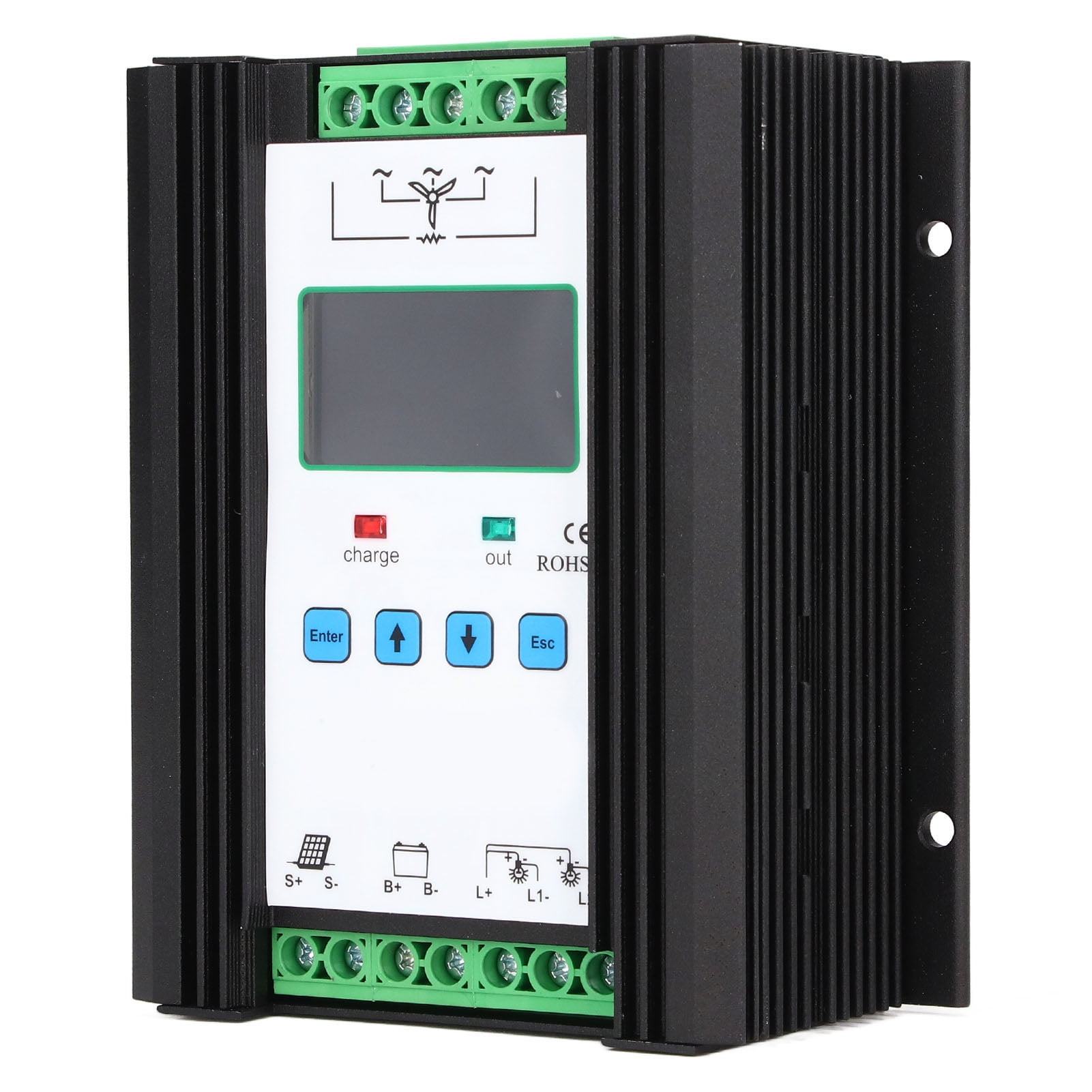 Ouitble Controlador hbrido Solar elico, Controlador hbrido Solar elico Control Inteligente Digital Regulador Solar elico 12V 24V 600W
