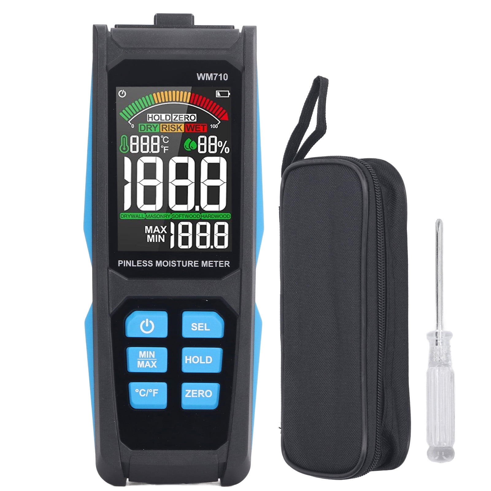 Ouitble Digital Wood Moisture Detector,20mm Pinless Wall Humidity ...