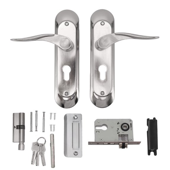 Ouitble Door Interior Lever, Stainless Steel Door Lever Door Passage Handle with Lock for Bedroom Bathroom Closet Home