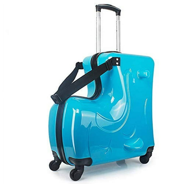 Oukaning 20 hard Luggage Suitcase Trolley Baggage Kids Children Ride-on  Travel Case Blue 