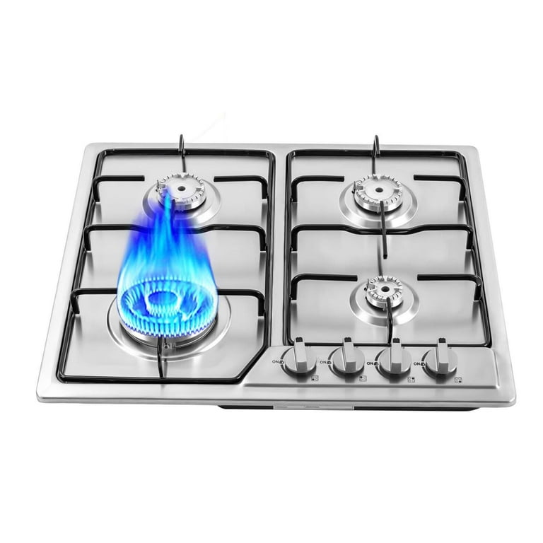 Oukaning 23 Stainless Steel Gas Cooktop with NG/LPG Conversion Cook Top  Stove 4 Burners