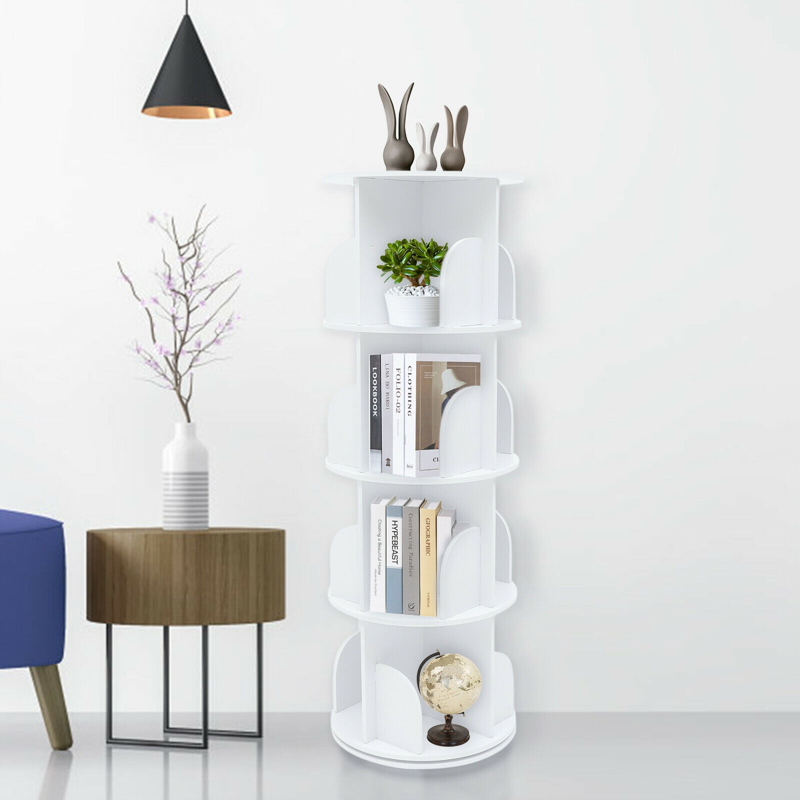  Winfree Rotating Bookshelf for Small Space,360 Display 4 Tier  Floor Standing Bookcase Storage Rack : Home & Kitchen
