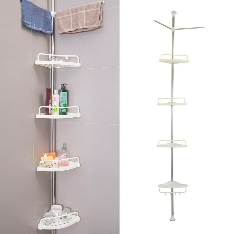 4 Tier Corner Pole Shower Caddy Shelf Rack Kitchen Bathroom