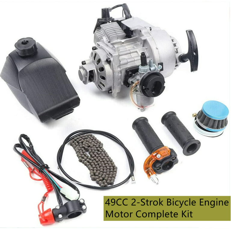 Oukaning 49cc 2 Stroke Engine Motor Kit with Fuel Tank Single Cylinder Mini  Dirt Bike Motor Scooter 