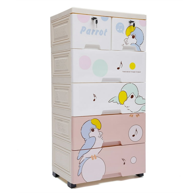 Polka Tots Portable 5 Layers Wardrobe/Drawers/Cabinet for Kids