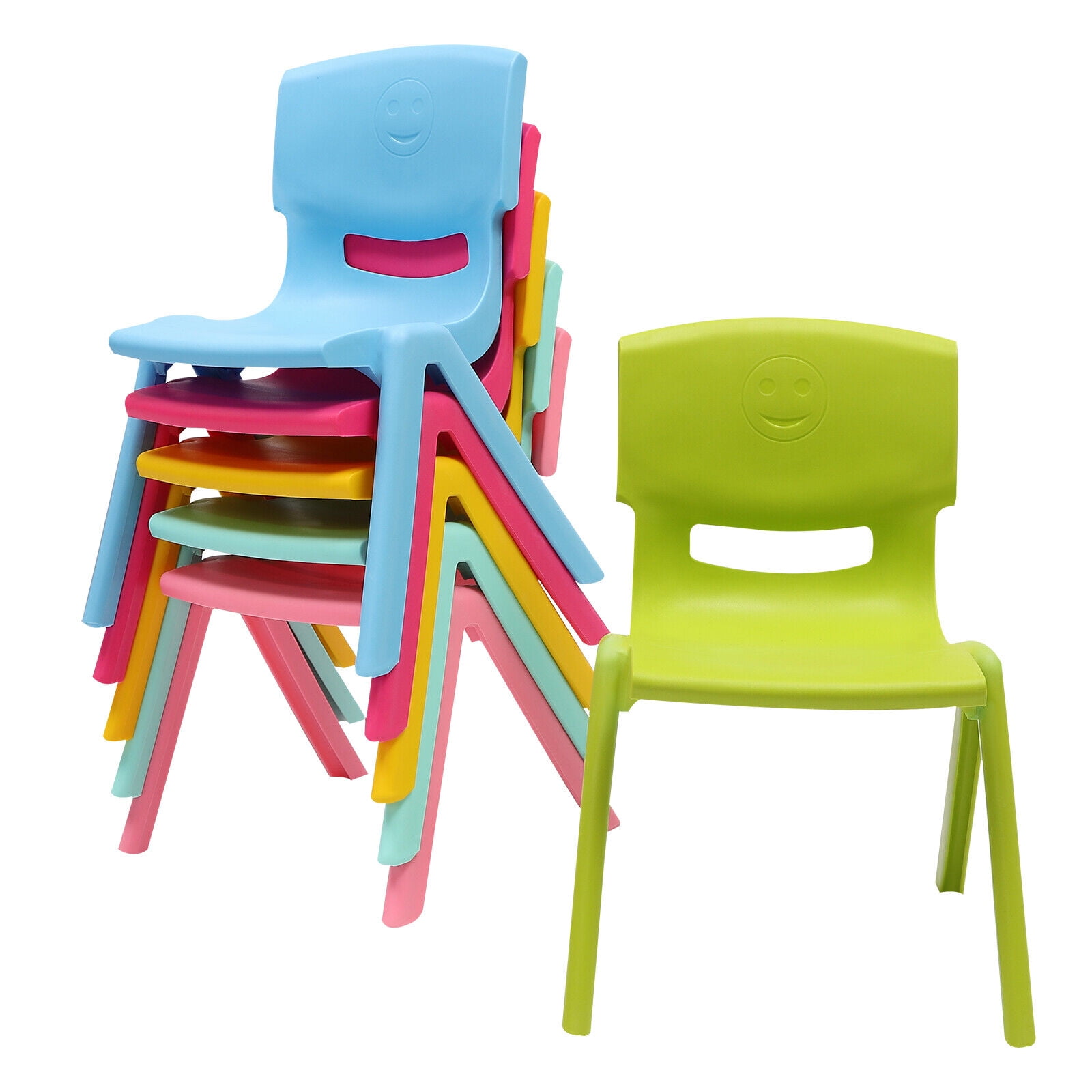 Oukaning 6PCS Colorful School Stackable School Chairs, with 11inch Seat  Height Plastic Classrooms Chairs for Kids Learning Chairs