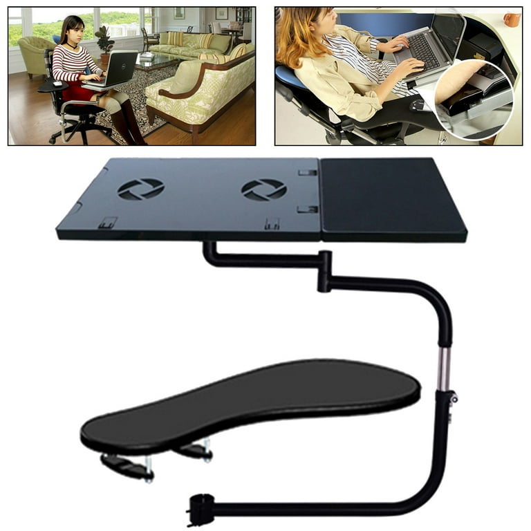 Oukaning Adjustable Keyboard Mount for Chair Mouse Pad Table Stand Arm Rest  Motion Chair Leg Clamping Keyboard Tray Holder 