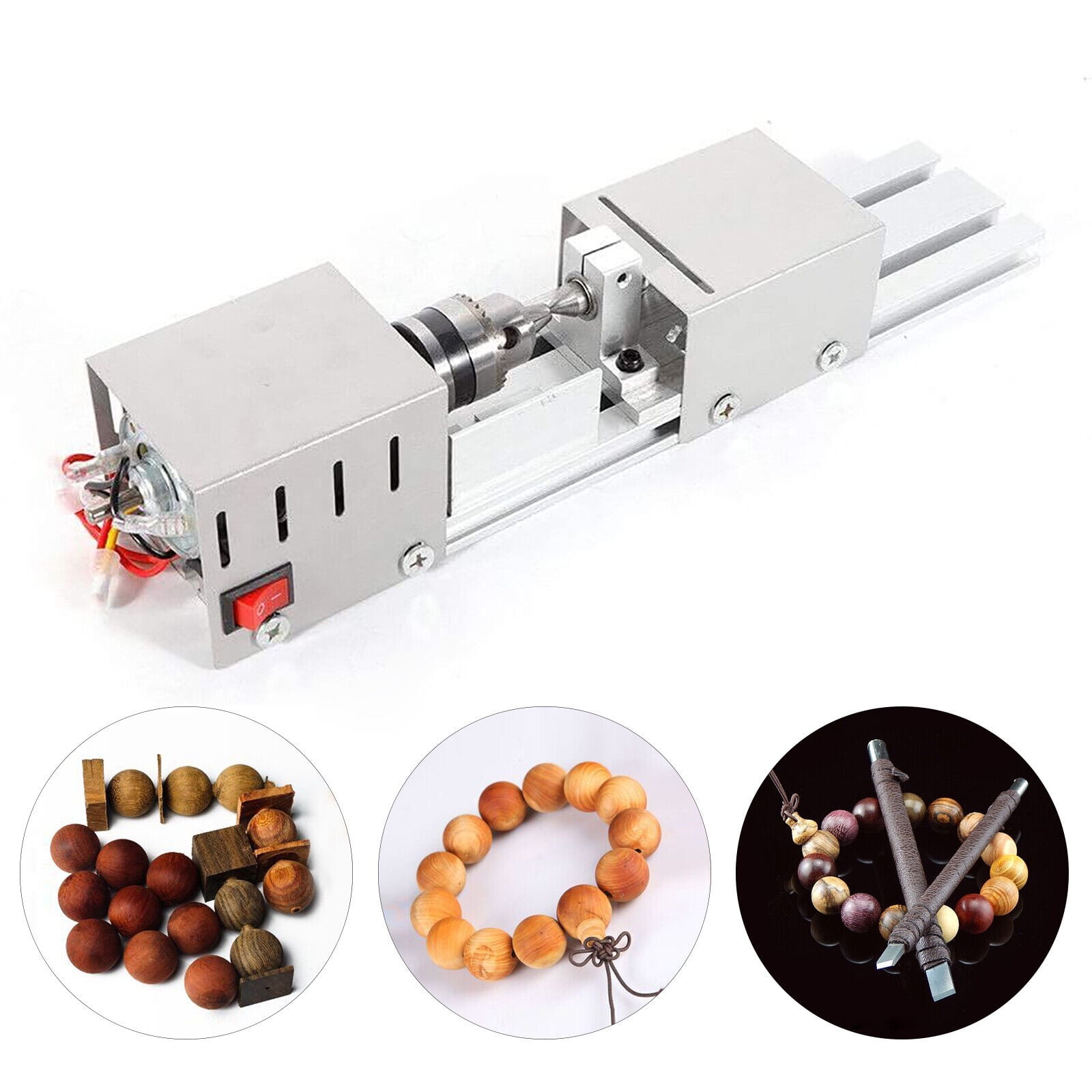 Oukaning Mini lathe bead polishing machine woodworking DIY rotating