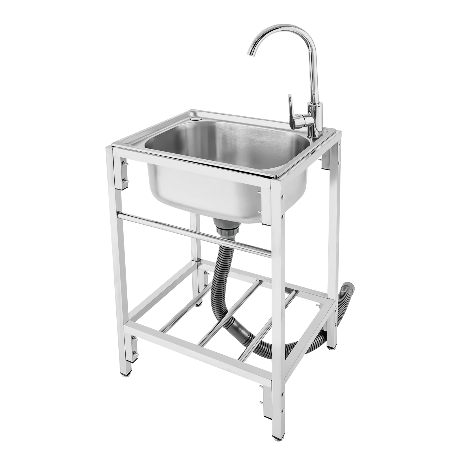 Oukaning Stainless Steel Single Basin Kitchen Sink With Stand