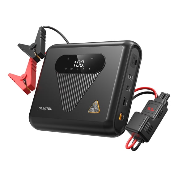 Oukitel 1350A Peak Car Jump Starter portable charger with PD 60W Fast Charger, LED Flashlight, Jump Box for Up to 10L Gas/Diesel Engines