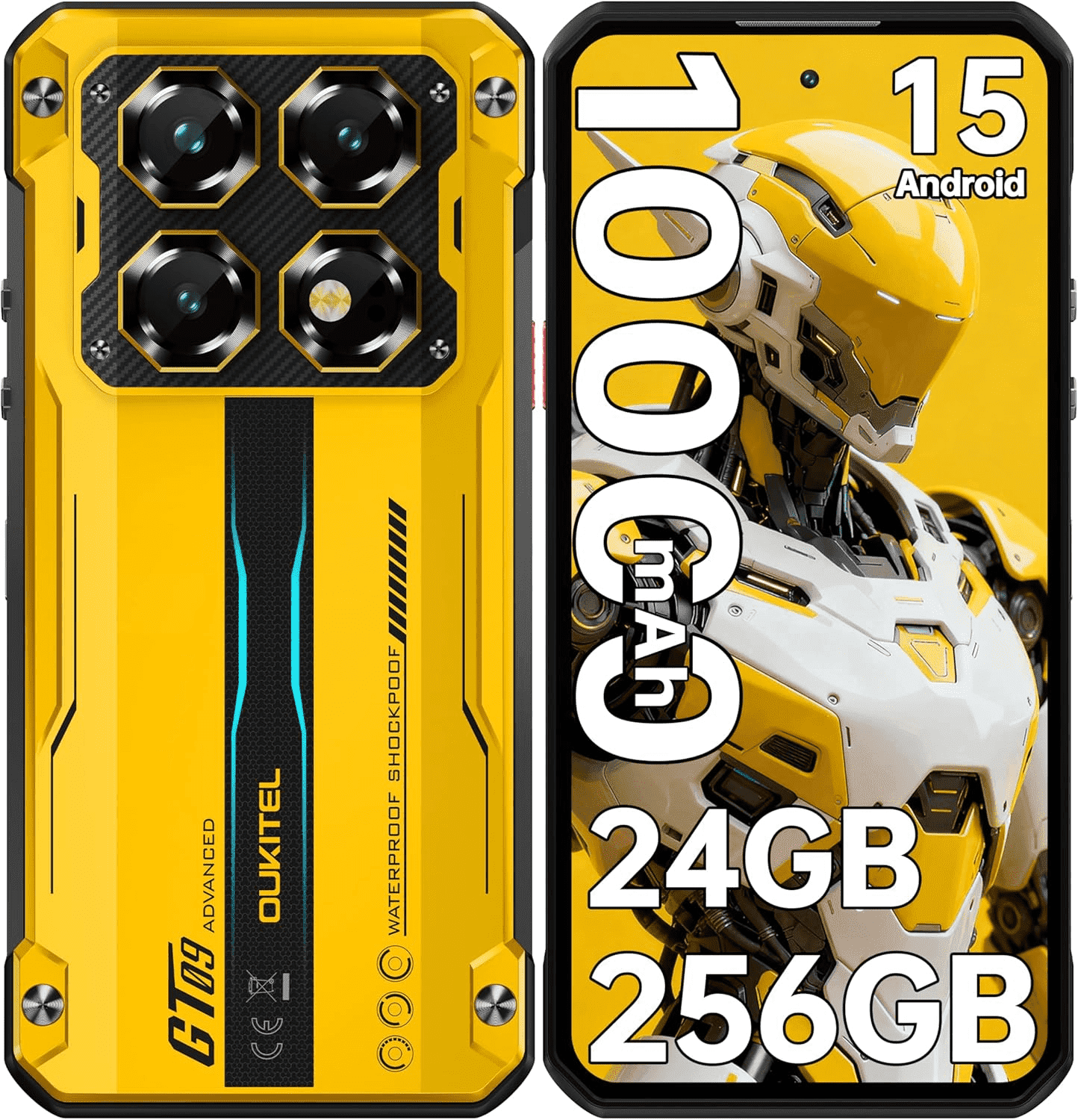 OUKITEL WP60 5G Rugged Smartphone Unlocked, 24GB RAM + 256GB ROM, 7.2" 120Hz Large Screen Cell Phone, 10000mAh Battery, 108MP Camera with Night Vision, Android 15 Waterproof Mobile Phone