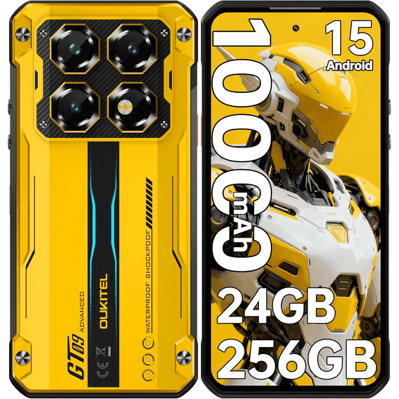OUKITEL WP60 5G Rugged Smartphone Unlocked, 24GB RAM + 256GB ROM, 7.2" 120Hz Large Screen Cell Phone, 10000mAh Battery, 108MP Camera with Night Vision, Android 15 Waterproof Mobile Phone