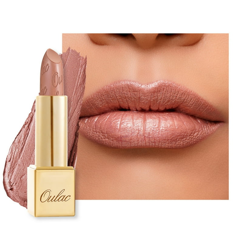 Oulac Metallic Shine Nude Lipstick High Impact Lipcolor with Moisturizing Creamy Formula Full Coverage Glitter Lipstick 4.3 g 0.15 oz Pure Envy 07