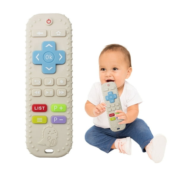 Oulastool Soft Silicone Baby Teether, Remote Control Shape, BPA-Free Relief for Infant and Toddler Gums - Beige