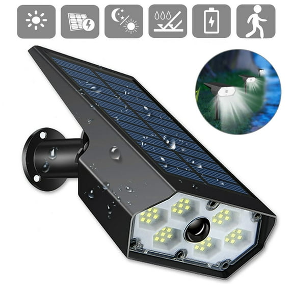 Oulepu 46 LED Solar Outdoor Lights, Waterproof Motion Sensor Outdoor Lights with Remote Control, 3 Lighting Modes Solar Flood Wall Lights for Outside Yard Pack
