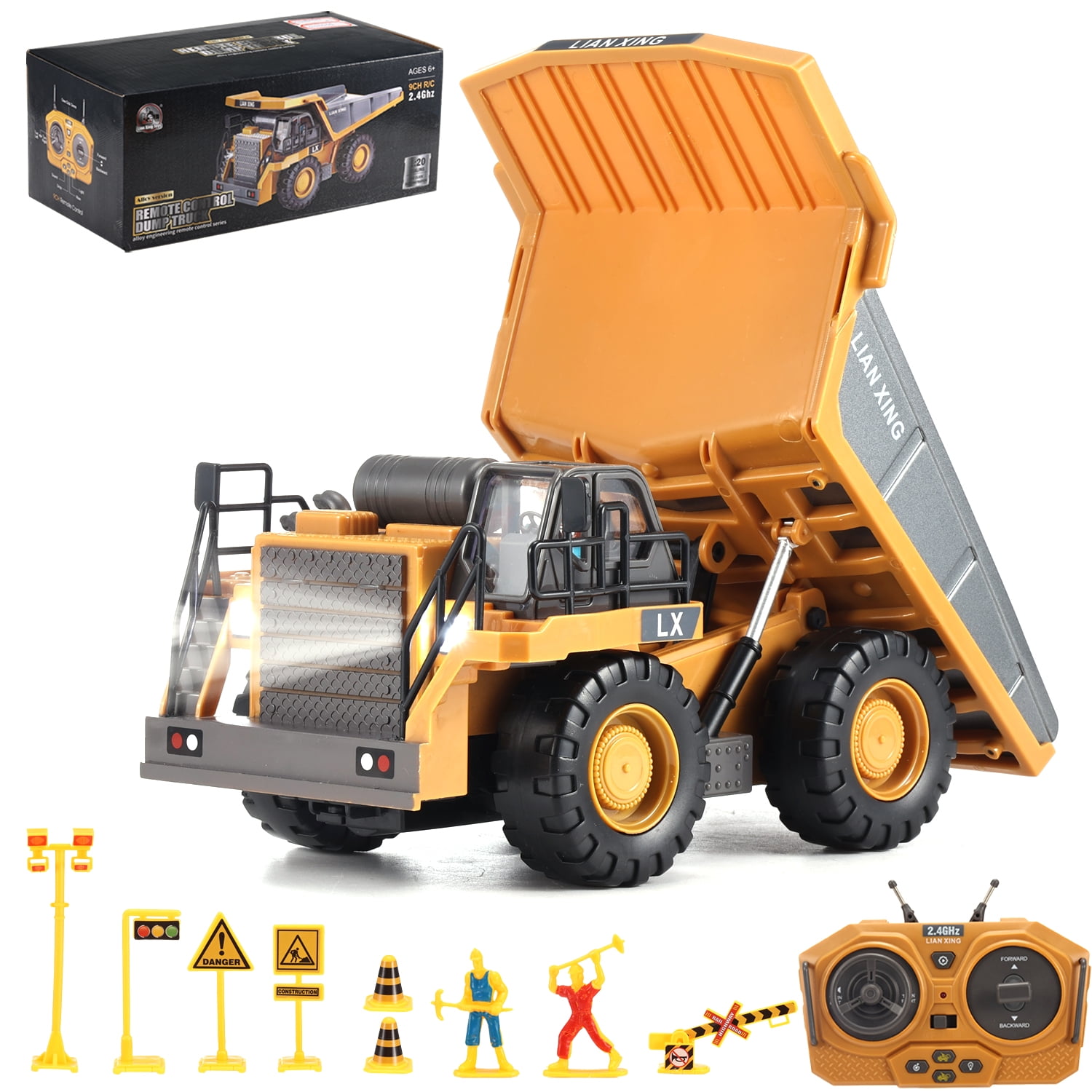 kolegend Remote Control Excavator Toy Truck, 1/18 Scale RC Excavator Construction Vehicles for