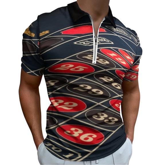 Oulette, Gambling,dice,casino Men Zipper T-shirt Summer Casual Short Sleeve T-shirt Top