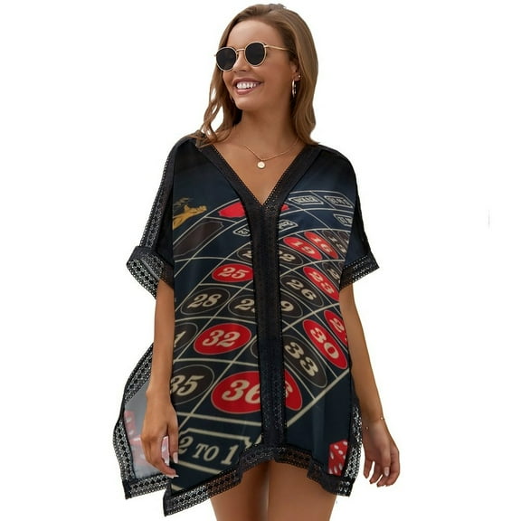Oulette, Gambling,dice,casino Women's Swimsuit Coverup Summer Beach Cover Up Bathing Suit Dress