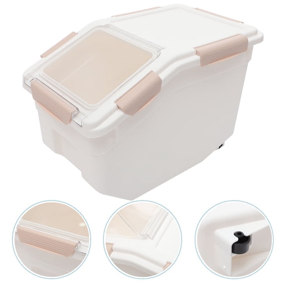 Oulii 1Pc Pink Rice Storage Bucket with Strong Sealing for Kitchen and Home Use