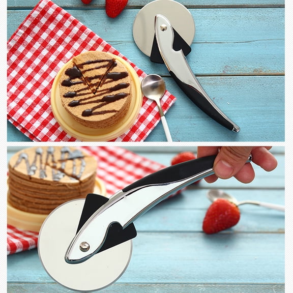 OULII 1Pc Practical Plated Silver Pizza Wheel for Kitchen Use with Easy Manipulation Feature