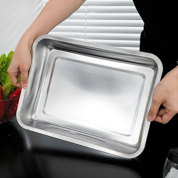 Oulii 1Pc Rustproof Stainless Steel Food Tray with Simple Design for Bbq and Storage