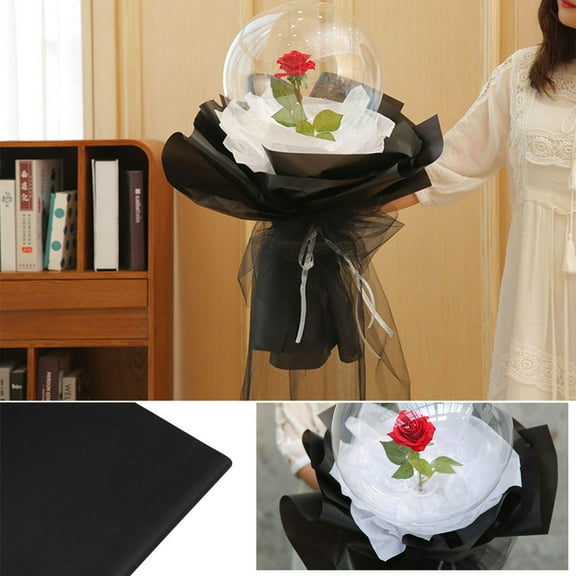 Oulii 20Pcs Tear Resistant Kraft Flower Paper Black Wrapping Paper for All Occasions