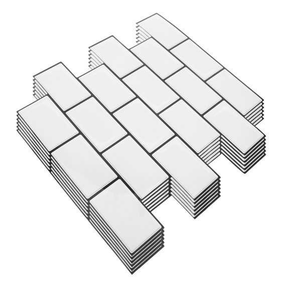 Oulii 6Pcs 3D Subway Tile Sticker Sheets Peel and Stick Kitchen Backsplash Tiles PVC Material