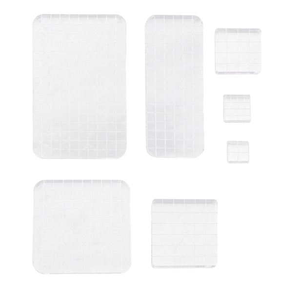 Oulii 8Pcs Clear Acrylic Stamp Blocks with Grid Lines for Durable Precise Stamping and Card Making