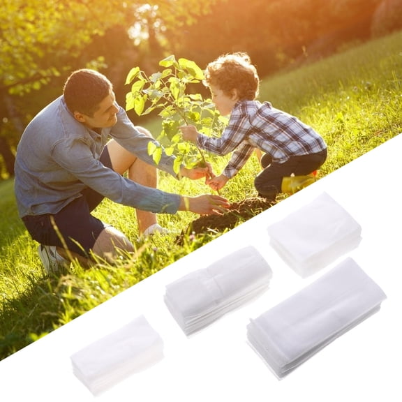Oulii Alasum 400Pcs Non-Woven Transparent Growing Pouches for Herbs Perennials Succulents Plants