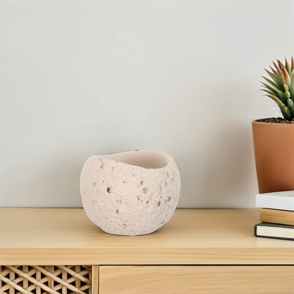 Oulii Alasum Sculpted Concrete Match Jar for Fireplace and Kitchen with Modern Decorative Design