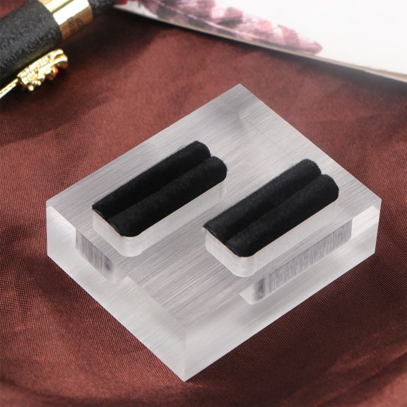 OULII White Acrylic Ring Storage Rack with Double Slot Design for Desktop Use