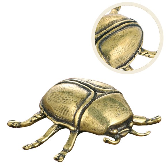 Oulii Creative Brass Desktop Beetle Decor Golden Craft Ornament for Indoor Tabletop Use