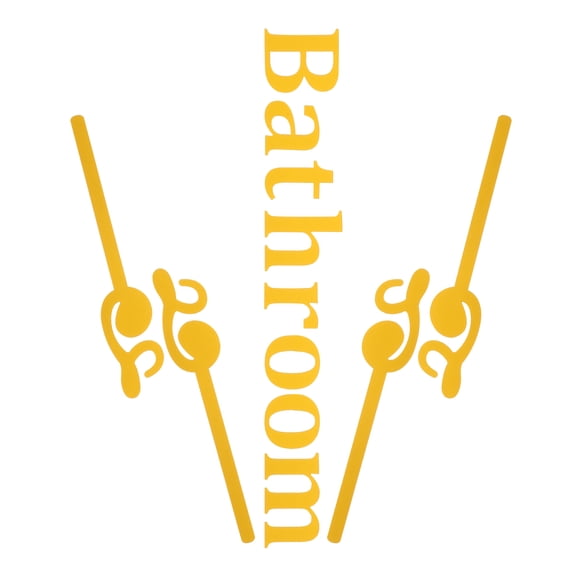 OULII Bathroom Signs 3D Wall Stickers Golden Acrylic Stylish Design Self-Adhesive for Home