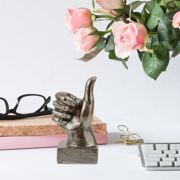 OULII Creative Golden Resin Thumb Up Hand Decor Figurine for Stylish Home and Office Accent