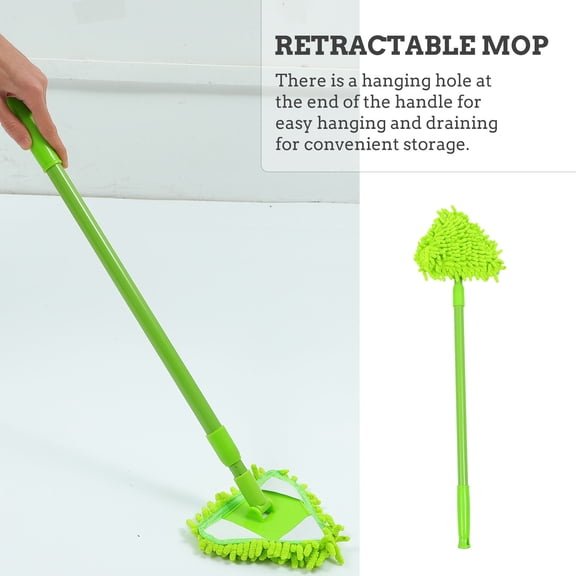 Oulii Household Green Chenille Mop with Telescoping Rod and Hanging Hole for Easy Storage