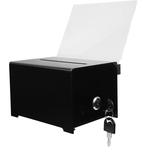 Oulii Multi Functional Black Suggestion Box with Lock for Letter Collection and Donation Fundraising