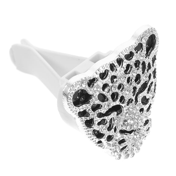 Oulii Plated Silver Crystal Leopard Head Car Vent Clip for Multipurpose Auto Decoration