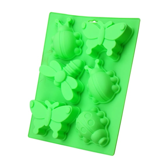 Oulii Silicone Nonstick Candy Moulds Green for Kitchen Use with Ladybug and Dragonfly Chocolate Shapes