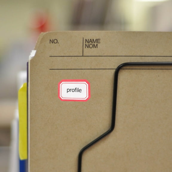 Oulii Small Red Sticker Name Labels with Strong Sticky Backing for Home and Office Use