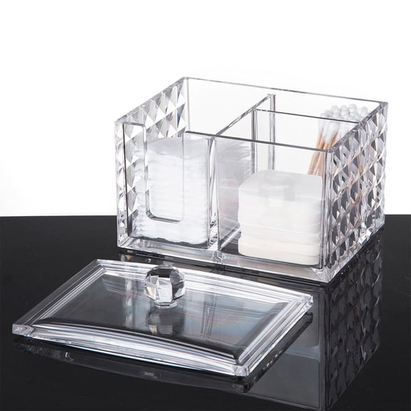 Oulii Transparent Cotton Pads Storage Box Acrylic Home Storage Case with Dustproof Cover