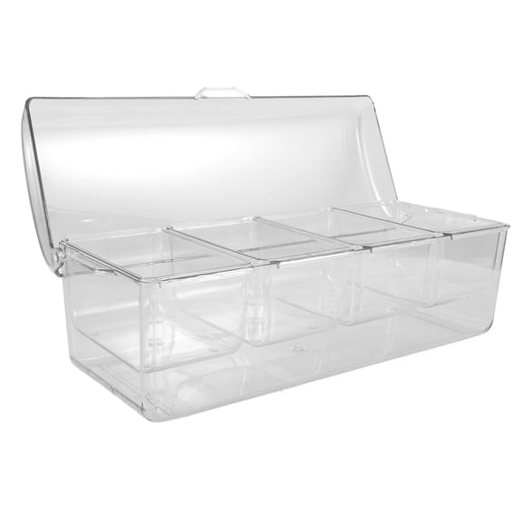 Oulii Transparent Plastic Condiment Holder and Salad Server Container for Refrigerator and Outdoor Use