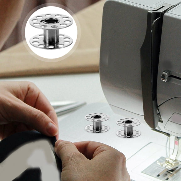 Oulii Wear Resistant Metal Bobbins for Sewing Machine Plated Silver Thread Spools for DIY Projects