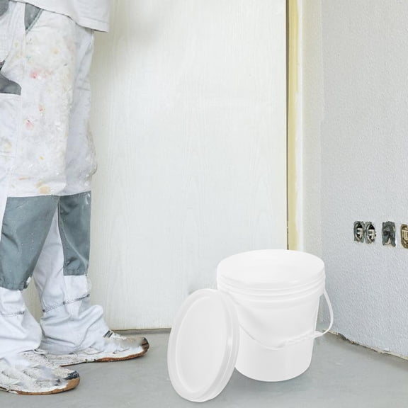 Oulii White Plastic Paint Container with Handle and Airtight Lid Durable for Paint Storage