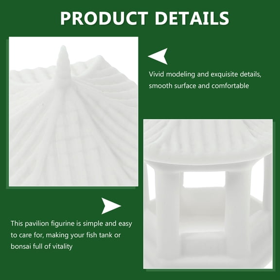 Oulii Zen Garden White Ceramic Pavilion Figurine for Flower Pot and Desktop Decor
