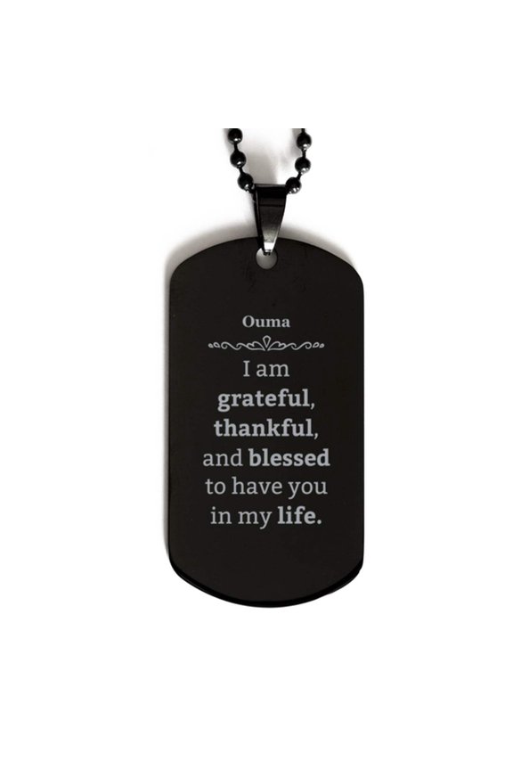 Ouma Appreciation Gifts, I am grateful, thankful, and blessed, Thank You Black Dog Tag for Ouma, Birthday Inspiration Gifts for Ouma