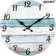 Oumers 10" Quartz Rustic Wooden Indoor Wall Clock, Silent Mechanism