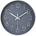 thumbnail image 1 of Oumers 12” Quartz Modern Silent Non-Ticking Gray Round Wall Clock with 3D White Numbers, 1 of 6