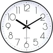 Oumers 12inch Wall Clock Non-Ticking Silent Battery Operated Round Wall Clock Modern Simple Style Decor Clock for Home Office School Kitchen Bedroom Living Room, Black