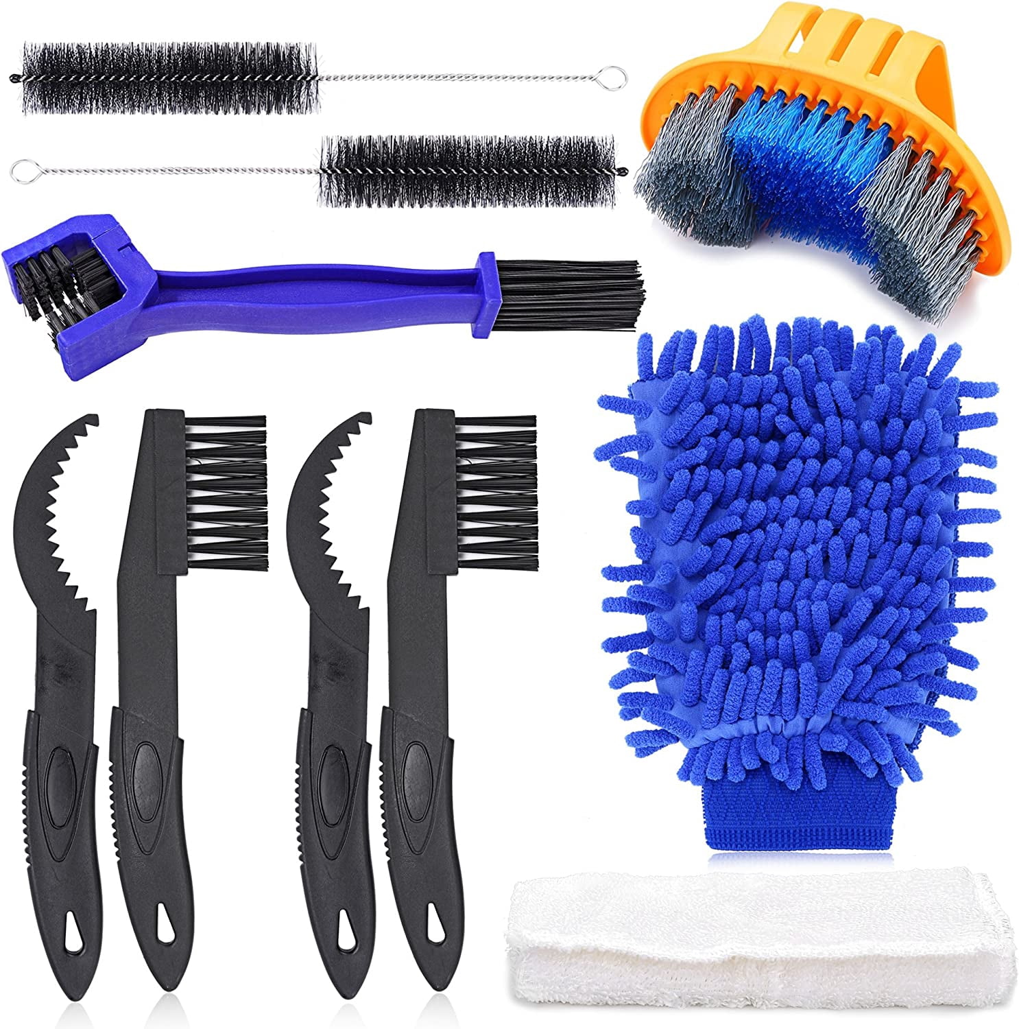 Oumers Bike Cleaning Brush Kit, 10pcs Motorcycle Bike Chain Cleaning