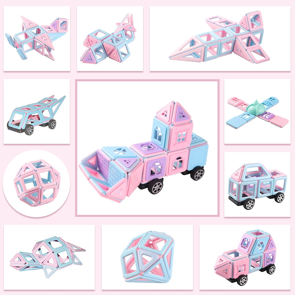 Oumilen 101 Pieces Castle Magnetic Blocks-3D Macaron Colors Development Building Blocks Toys